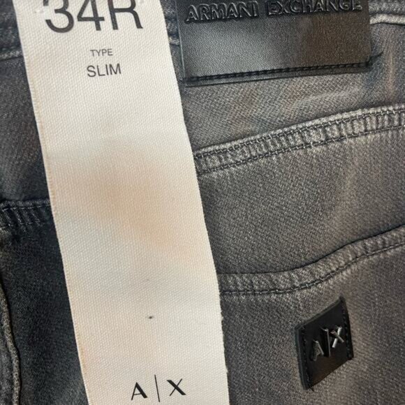 Armani Exchange Jeans Slim Regular Blk/Gray Size 34 NWT - Picture 6 of 8